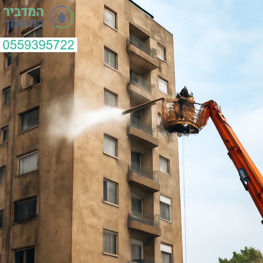 ריסוס מקצועי בגובה לשמירה על מבנה נקי ומוגן באור עקיבא