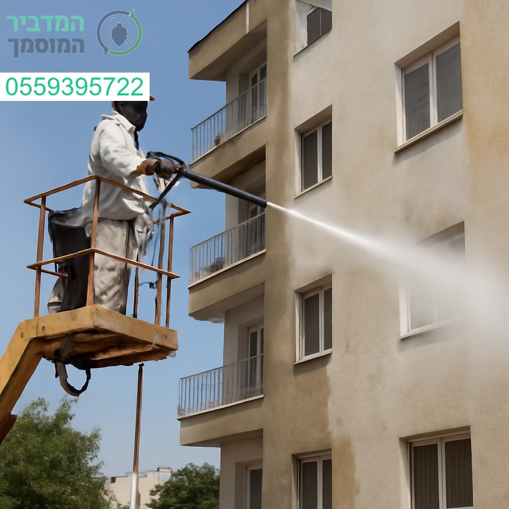 ריסוס מקצועי ונקי לבניין בקריית אונו על ידי צוות מומחה להדברה בגובה