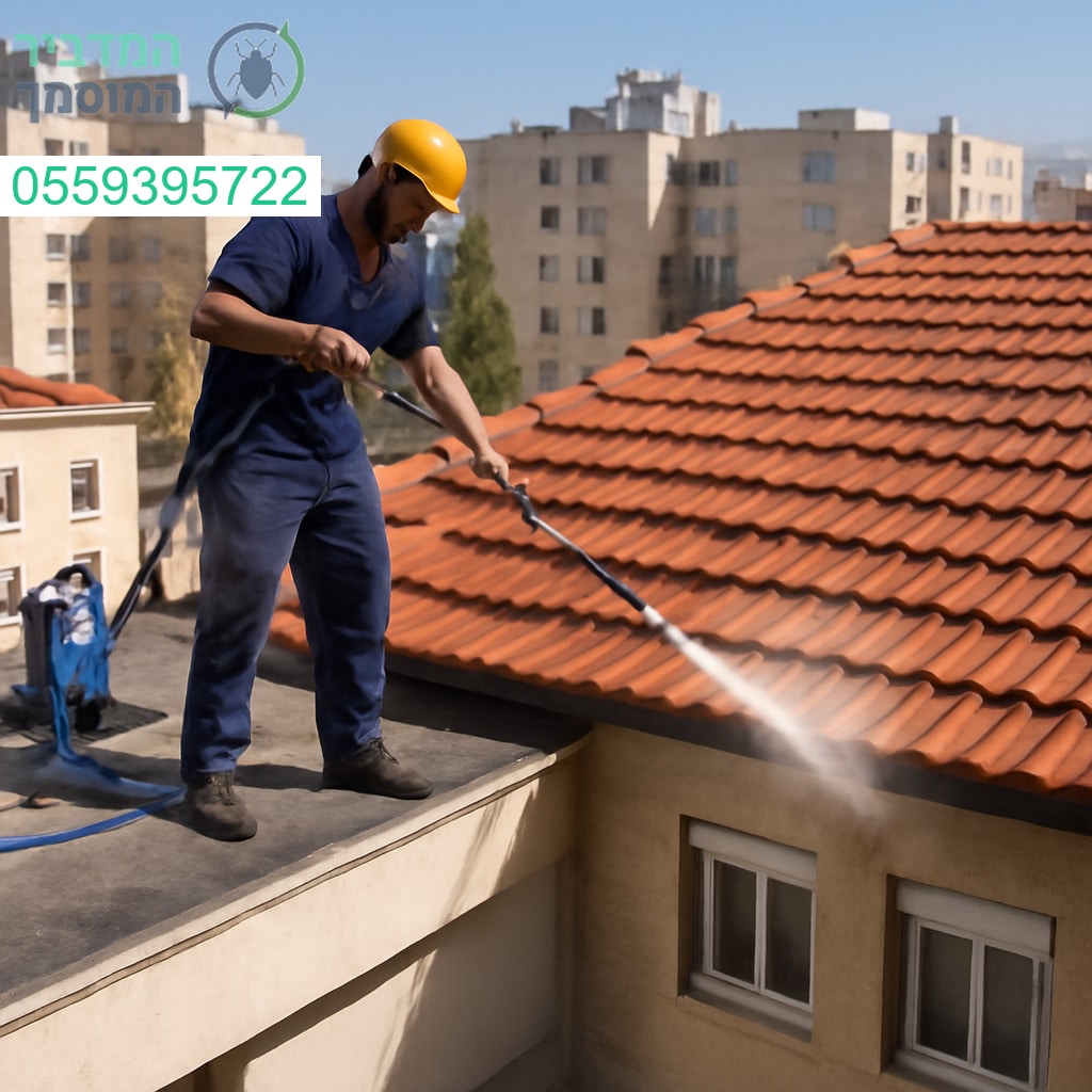 ניקוי גגות מקצועי באלעד עם ציוד מתקדם ותוצאה מבריקה תוך שמירה מלאה על בטיחות