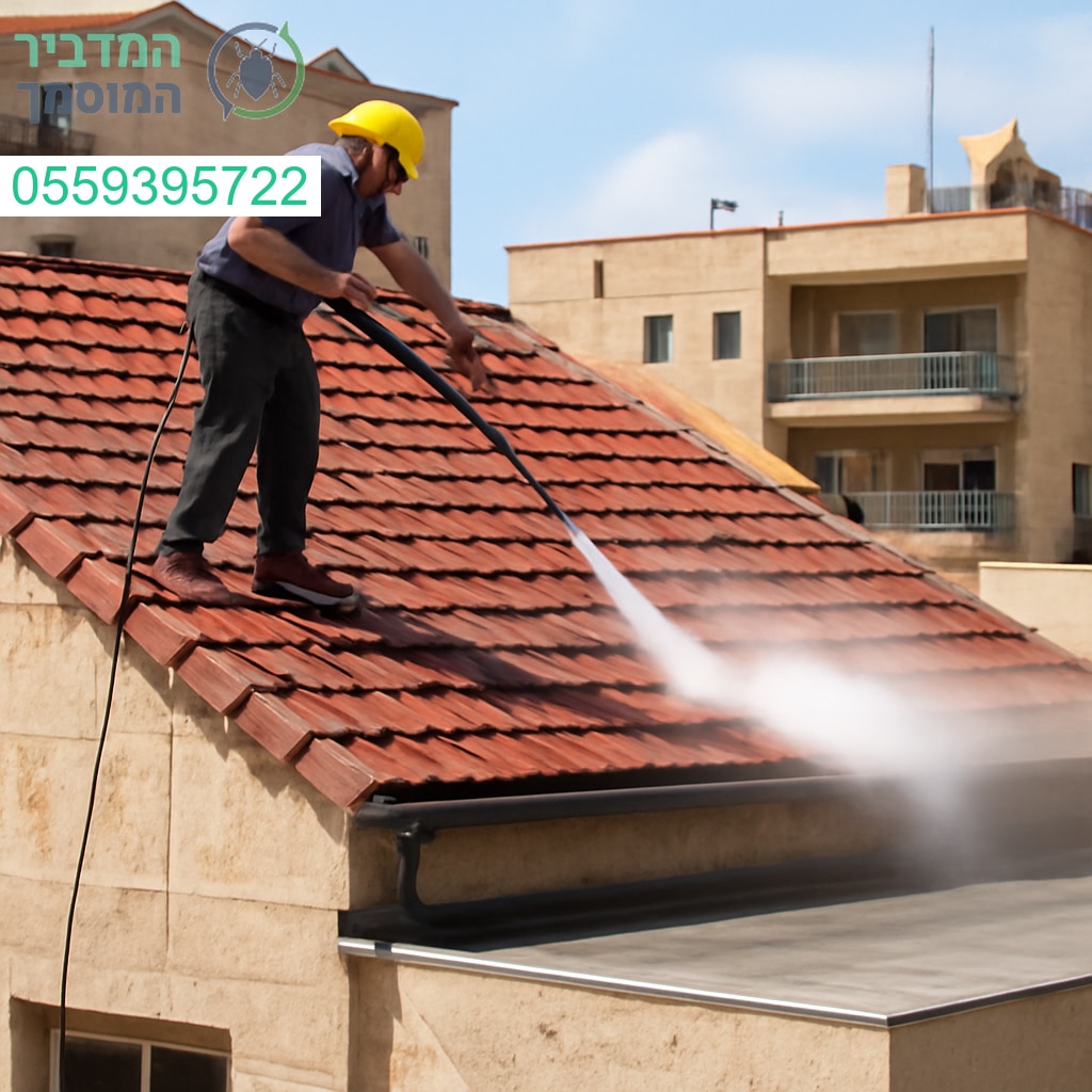 ניקוי גגות מקצועי בבית שמש עם ציוד מתקדם ותוצאה מבריקה ברמה הגבוהה ביותר