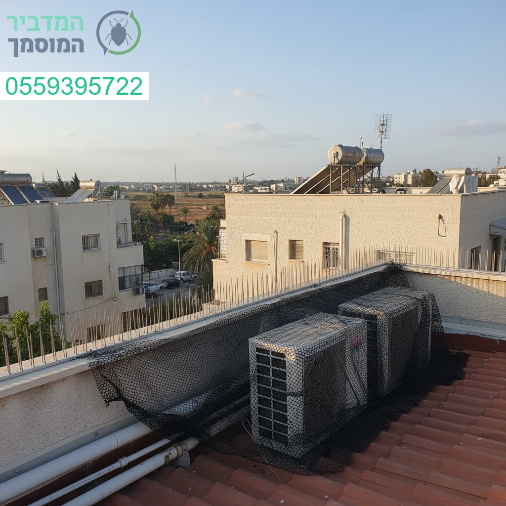 הרחקת יונים מקצועית בקריית מלאכי עם פתרונות מתקדמים לשמירה על הגג נקי ובטוח לאורך זמן