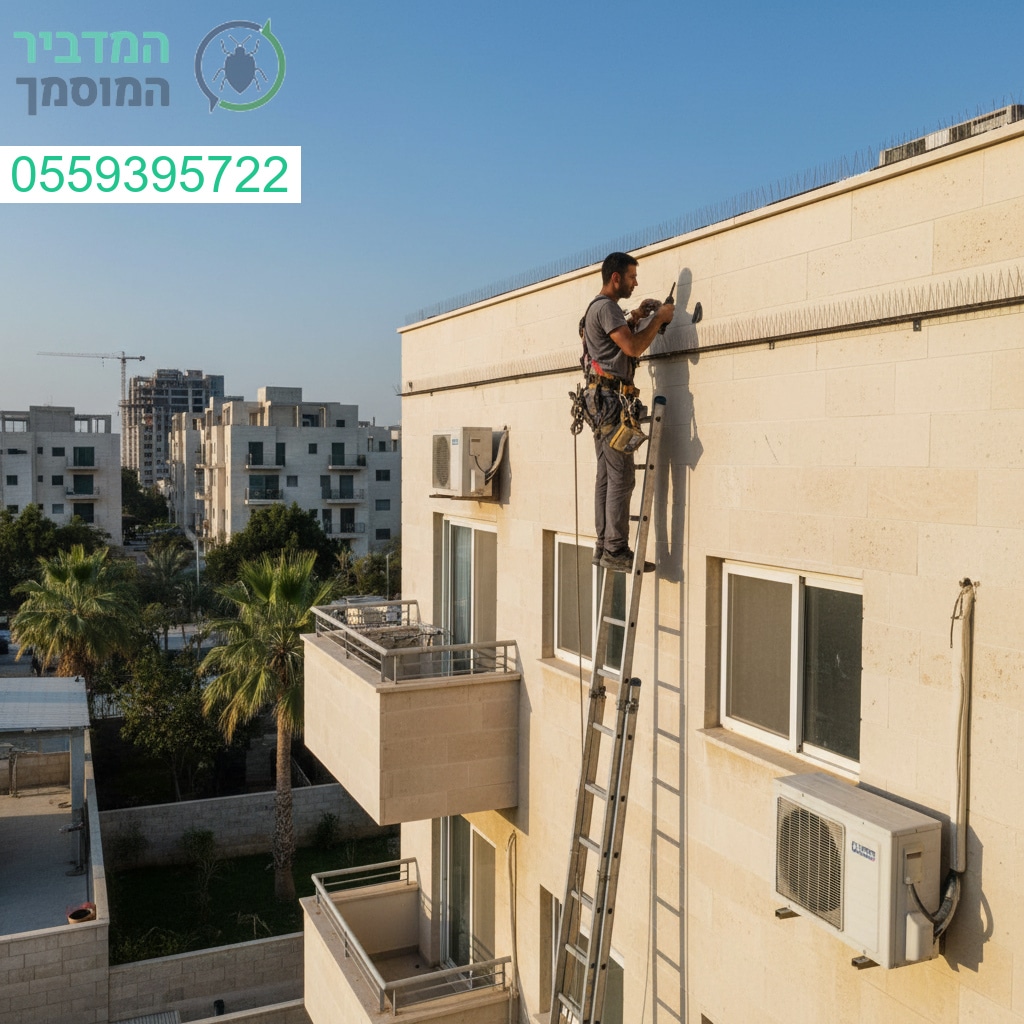 הרחקת יונים מקצועית ביבנה עם ציוד מתקדם ועבודה בגובה ברמת גימור גבוהה