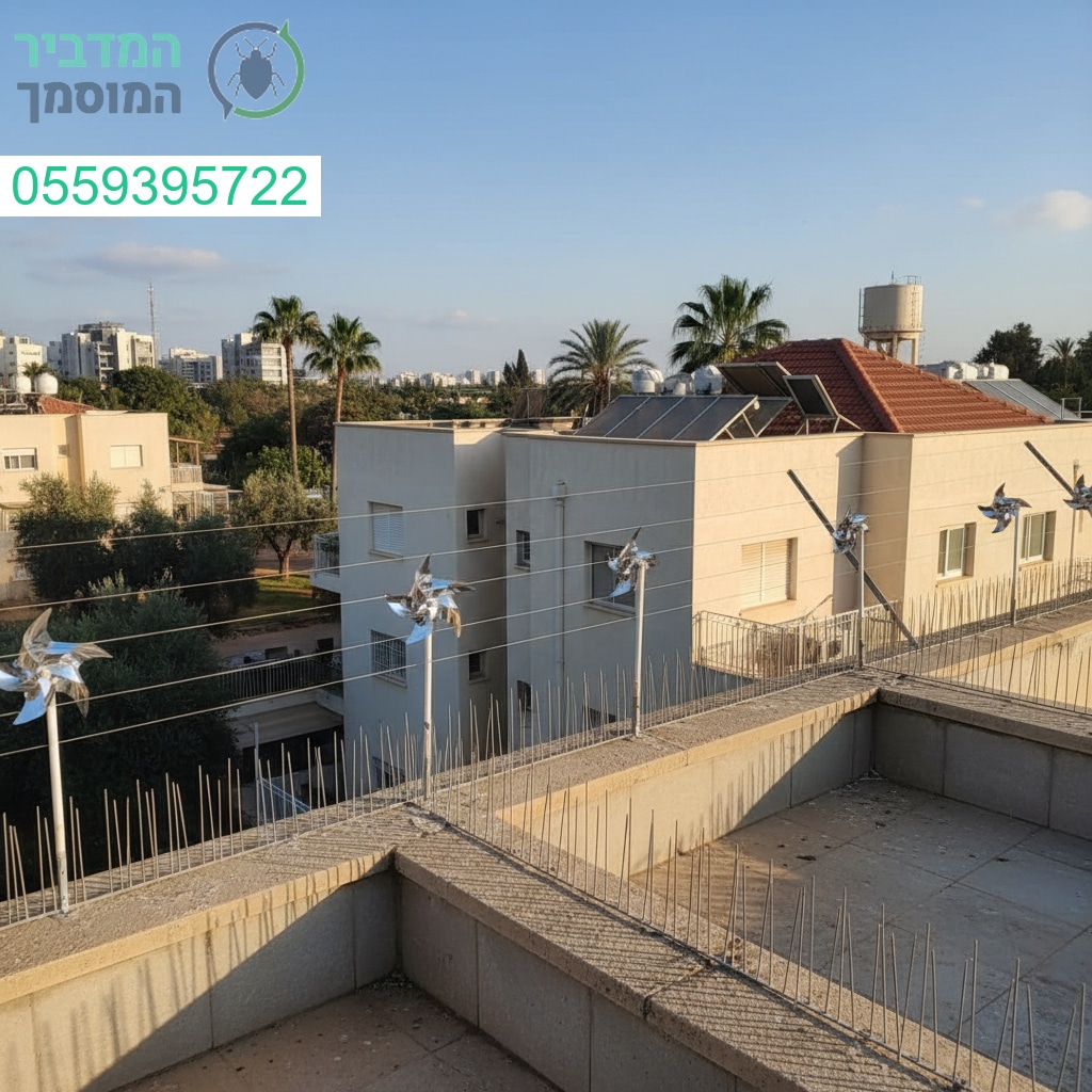 התקנה מקצועית של מערכת הרחקת יונים בגן יבנה להגנה מלאה ואסתטיקה מושלמת