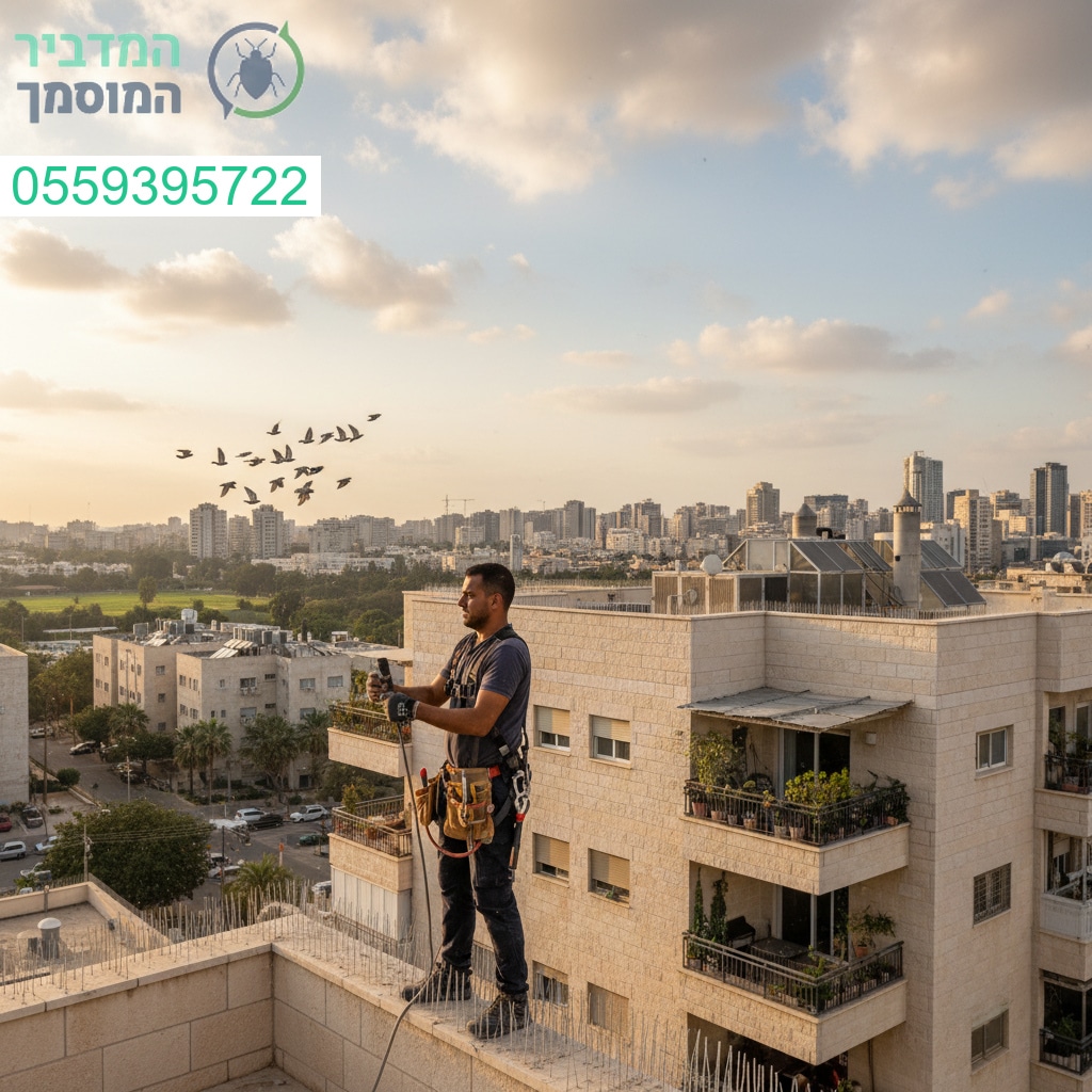 הרחקת יונים מקצועית בגובה בפתח תקווה עם מומחה מנוסה וציוד מתקדם לתוצאה מושלמת