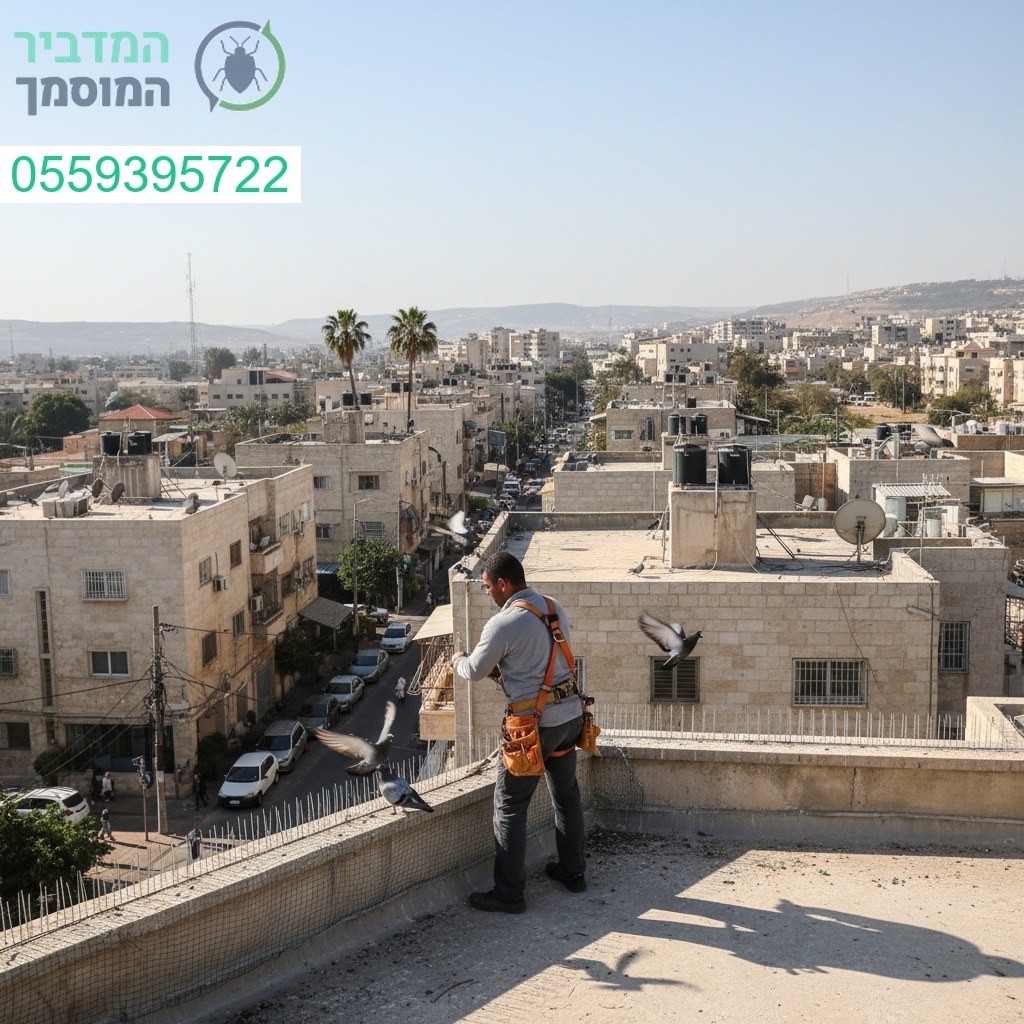 הרחקת יונים מקצועית בלוד עם ציוד מתקדם ועבודה בגובה בסטנדרטים הגבוהים ביותר