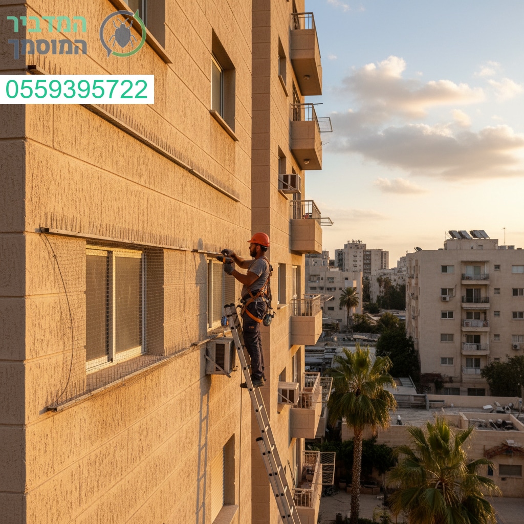 התקנת רשת יונים מקצועית בחולון בגובה רב תוך הקפדה על בטיחות ותוצאה מושלמת