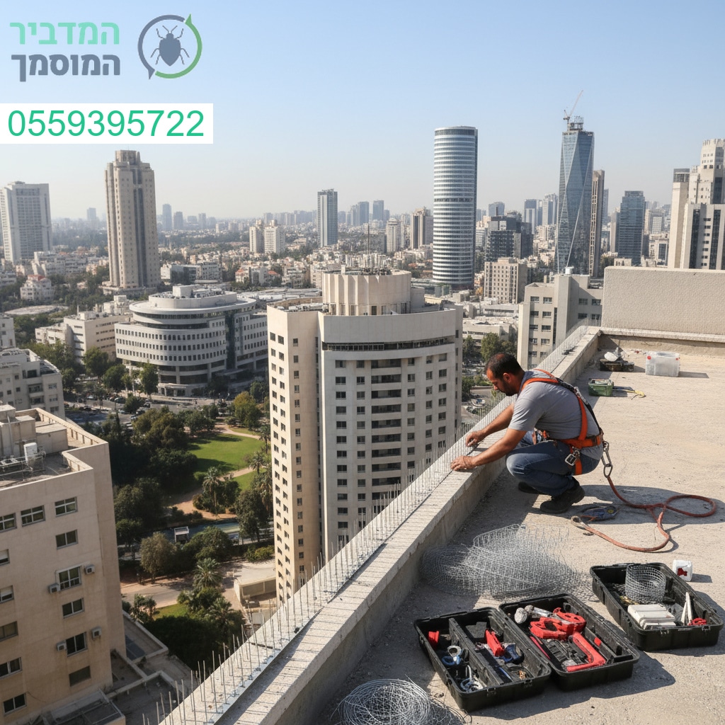 הרחקת יונים מקצועית בגובה במרכז רמת גן עם ציוד מתקדם ופתרונות ללא פשרות