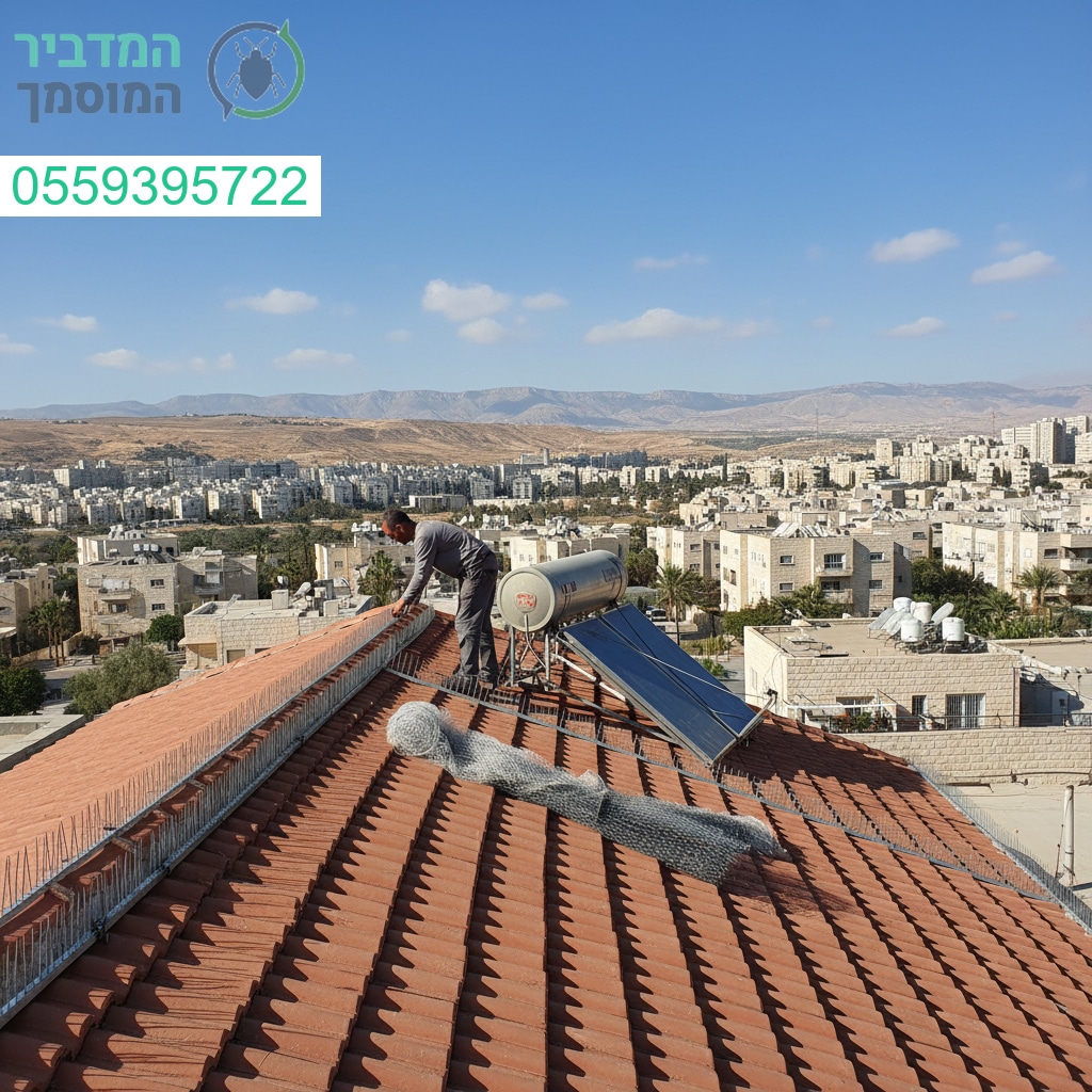 הרחקת יונים מקצועית בגובה בבית שמש עם ציוד מתקדם ותוצאה לאורך זמן