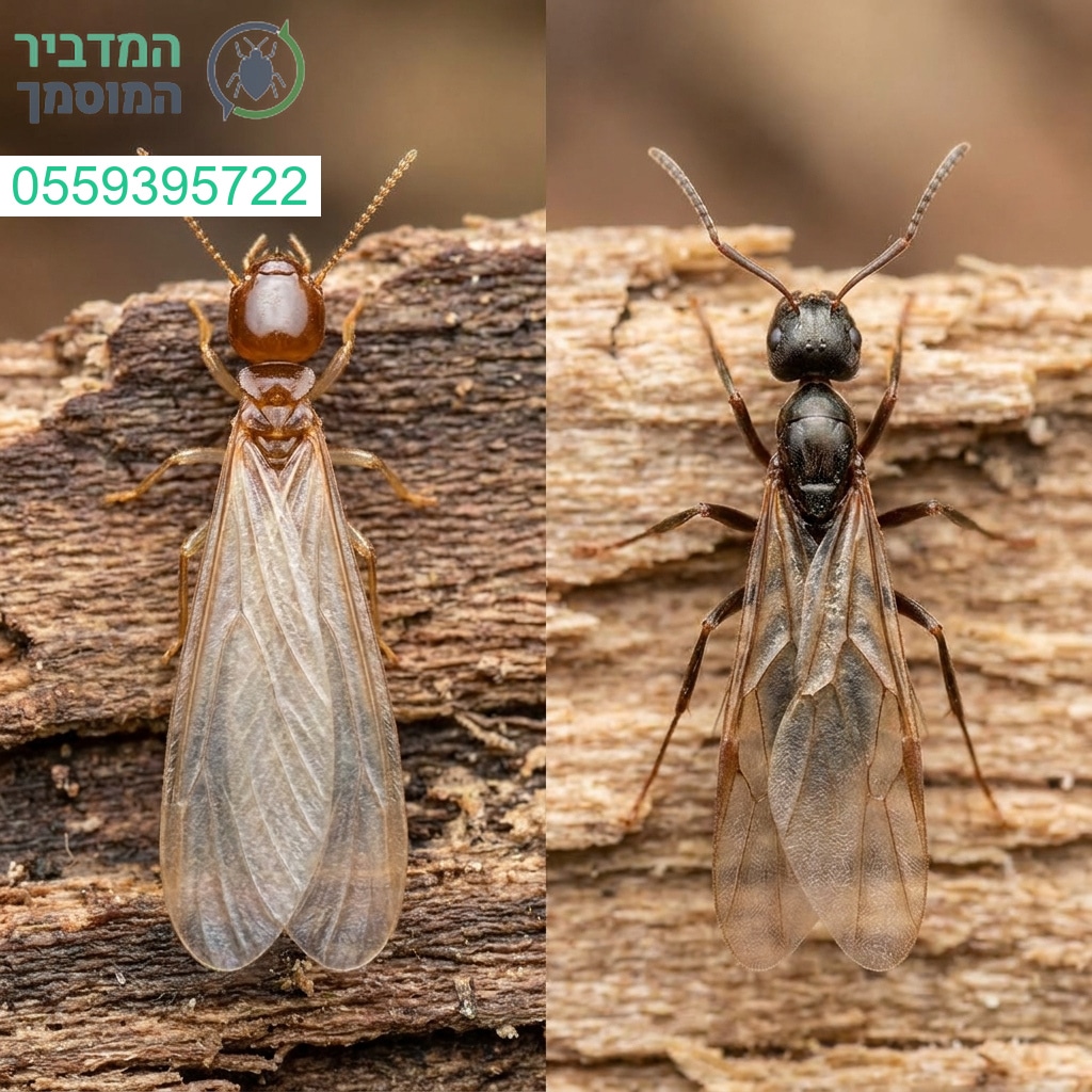 הזיהוי המדויק בין טרמיט לנמלה מעופפת נסתר בפרטים הקטנים של מבנה המותן והאנטנות המבדילים ביניהם באופן חד וברור