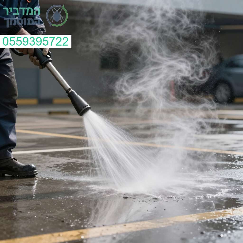 ניקוי חניונים מקצועי בקיטור ולחץ مים להסרת לכלוך עמוק ושיקום המשטחים למראה חדש ומבריק