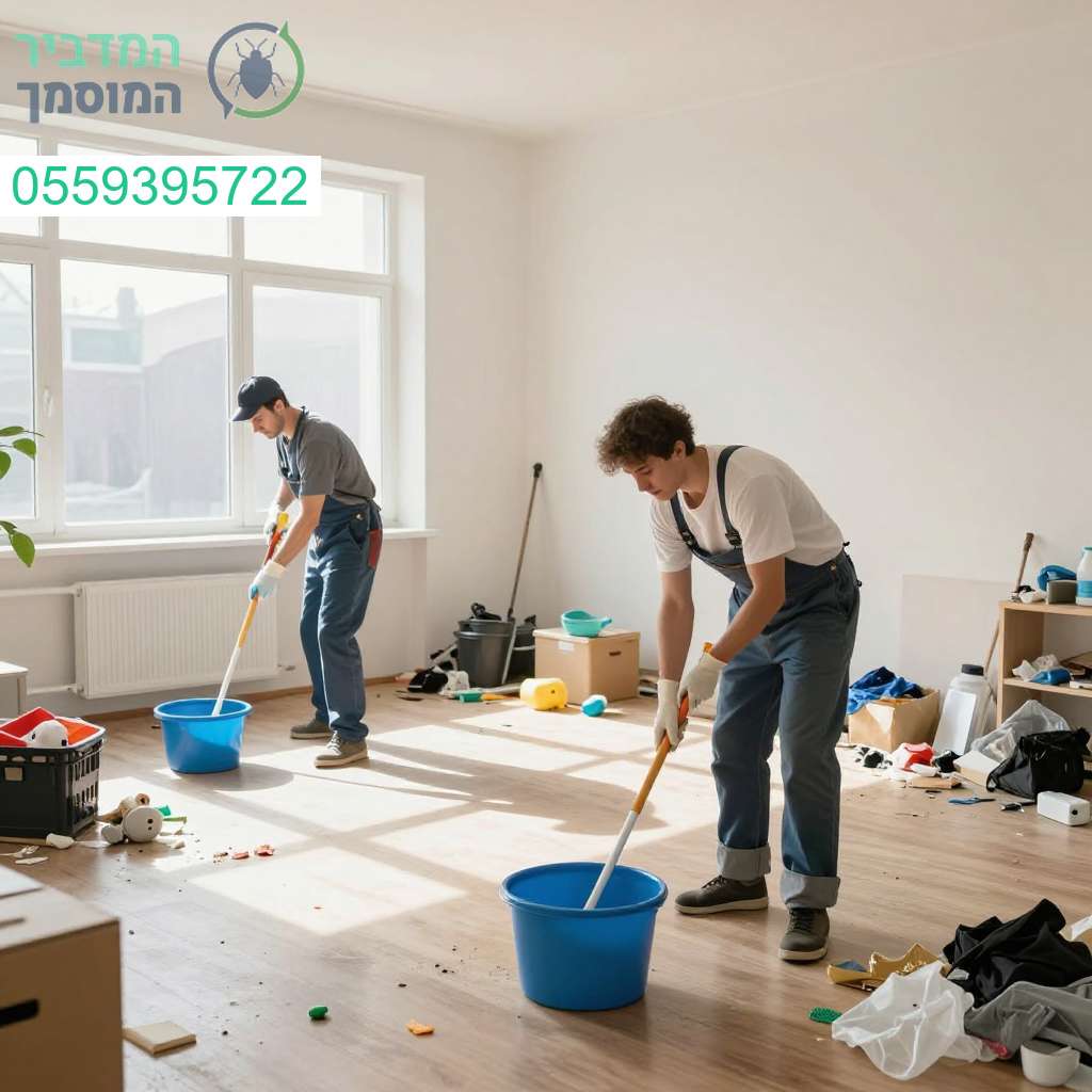 אנשי ניקיון במשימת פינוי דירת אגרן – הופכים כל חדר לחלל נקי ומזמין למגורים